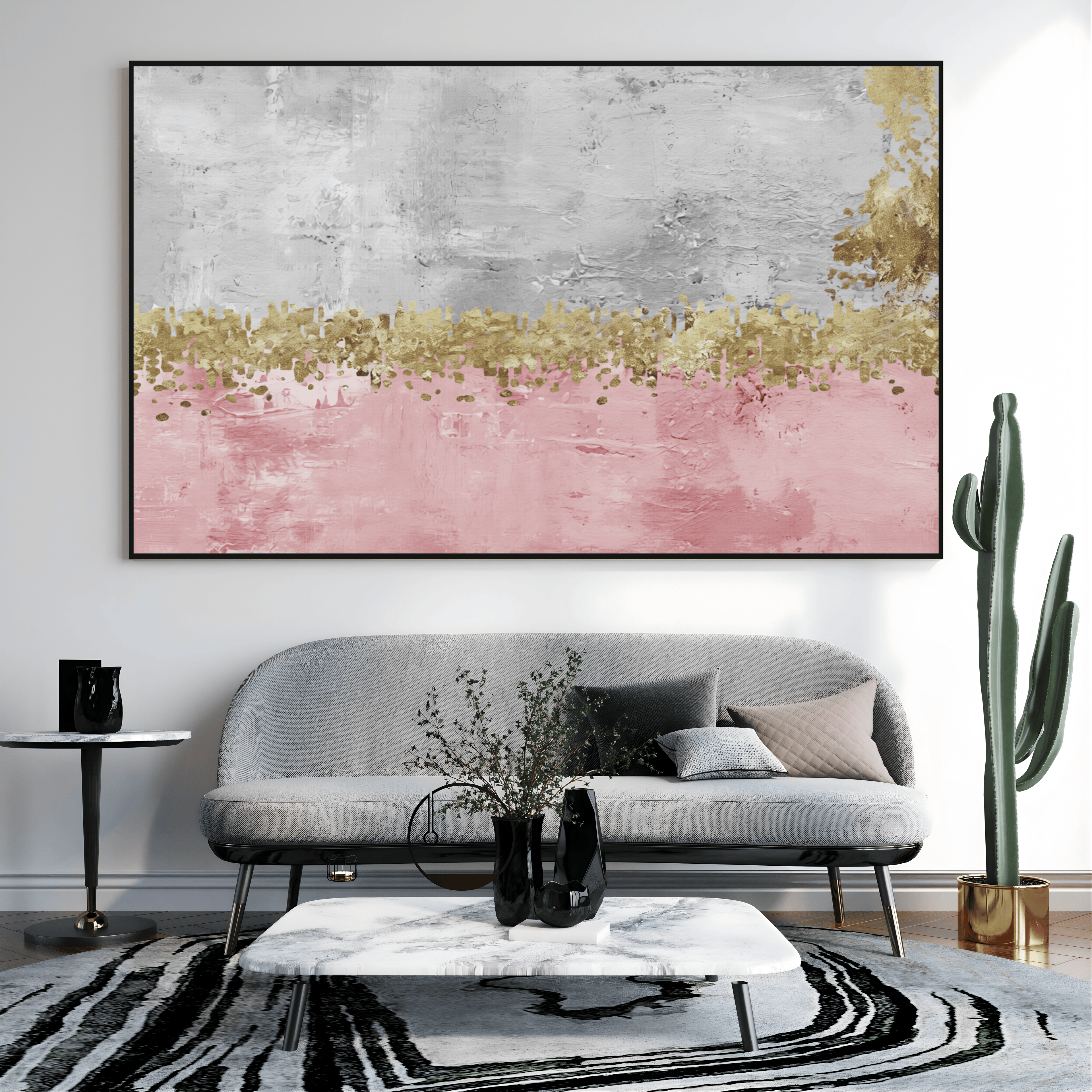 Décoration murale fleurs dorées style contemporain Algérie