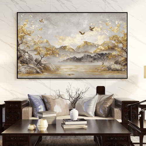 Décoration murale fleurs dorées style contemporain Algérie